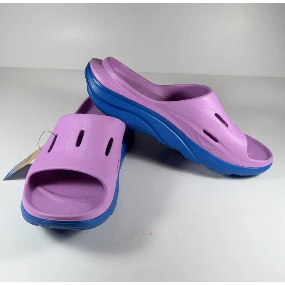 HOKA Ora Recovery Slide 3 Sandals Cyclamen Blue Pink Men's‎ Sz 12 *NEW* 1135061